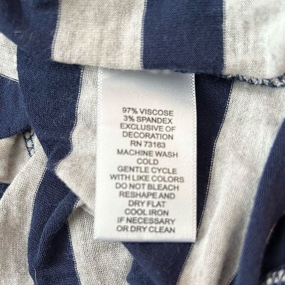 Cable & Gauge Blue and Gray Stripped Pom Pom Short Sleeve Shirt Size Small - Picture 7 of 7